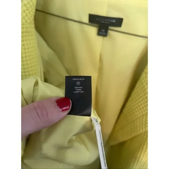 Ann Taylor Women's Size 14 Yellow Chartreuse Knit Blazer Coat Jacket Cotton - Picture 10 of 10